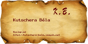 Kutschera Béla névjegykártya